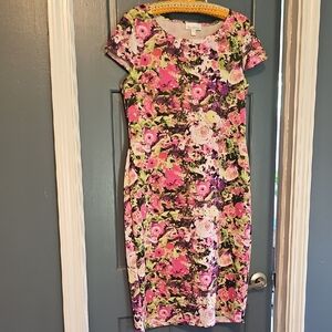 Olivia Matthews Pink Floral Midi Dress